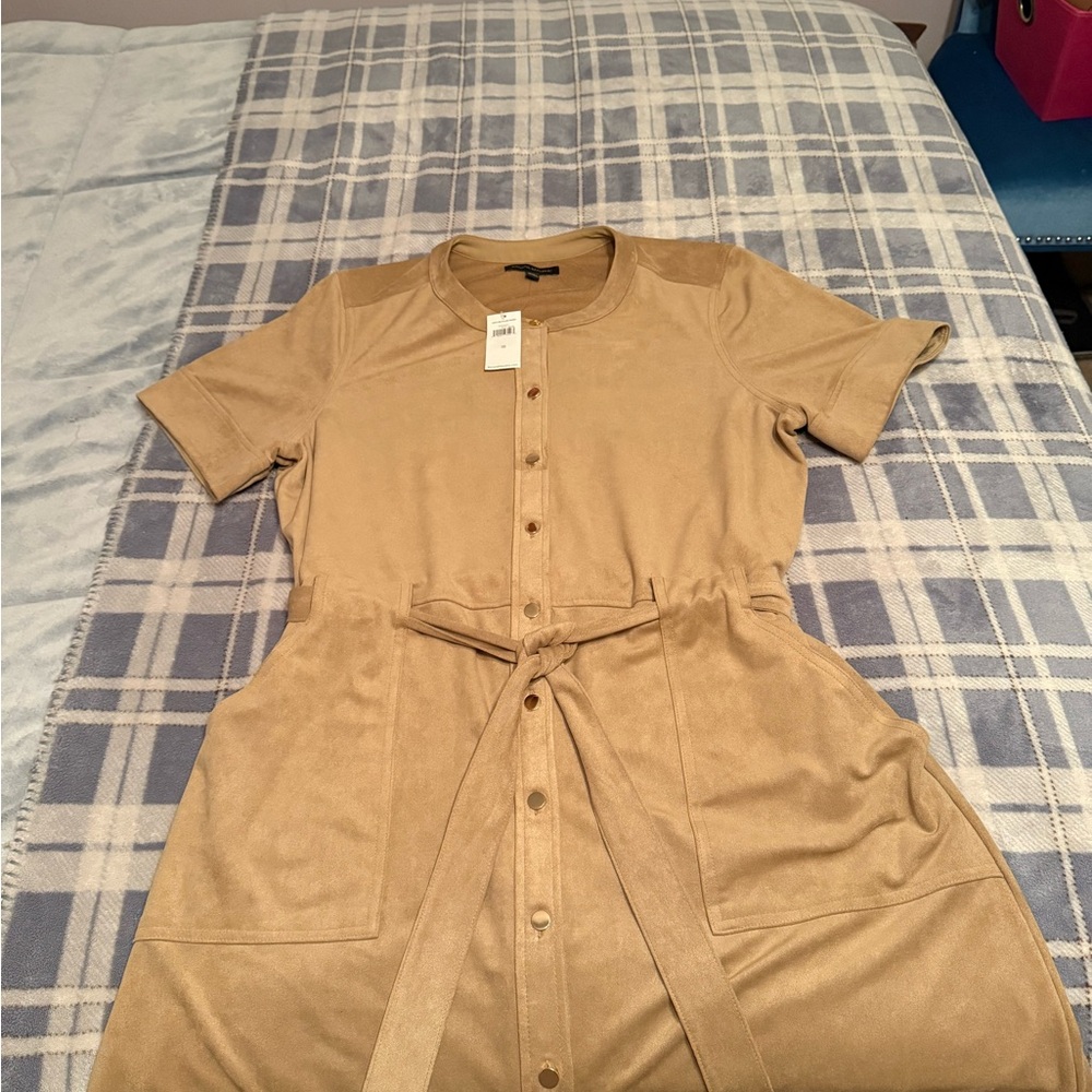Banana Republic Tan Button-Down Faux Suede Dress NWT Size 18